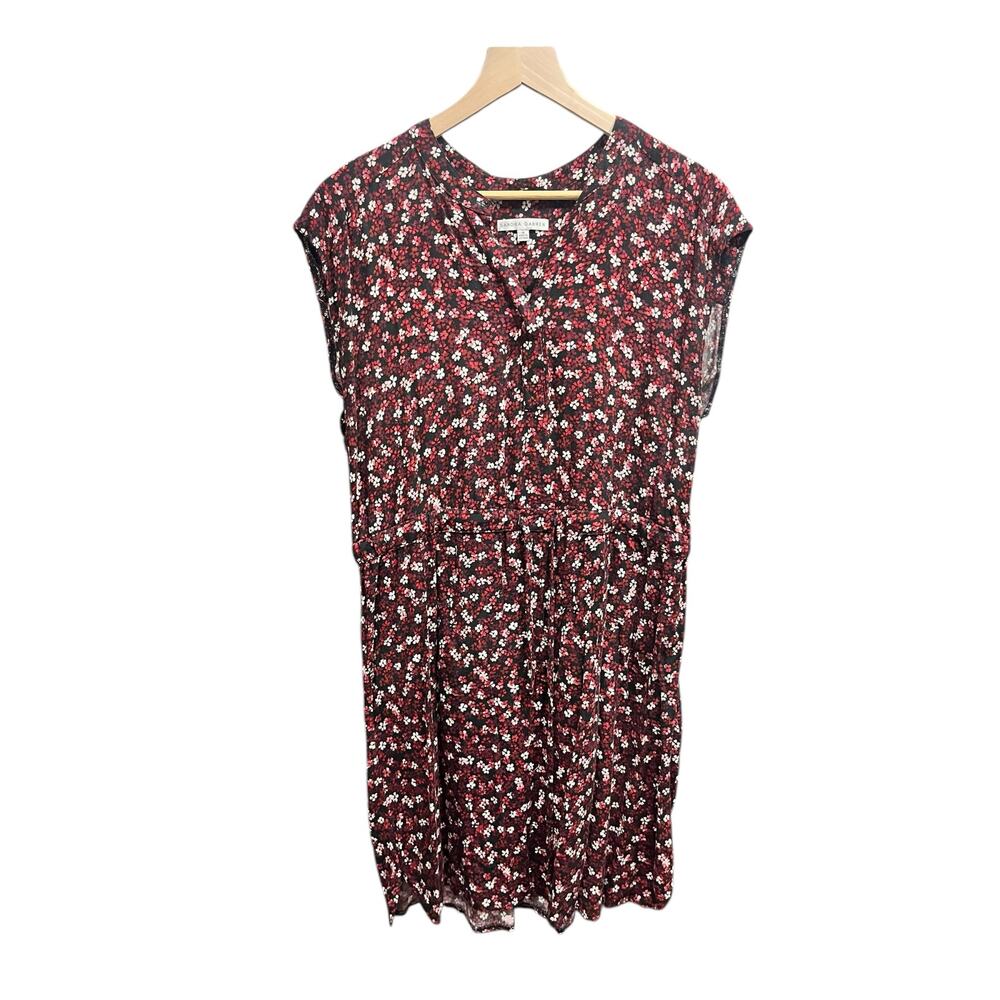 Sandra Darren Women's Red Pink Floral Blouson Drawstring Above Knee Dress 16